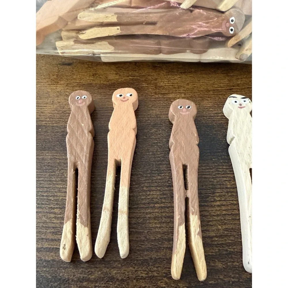 Lot 50‎ Vintage Wooden Clothespin Peg People Handpainted Waldorf Craft